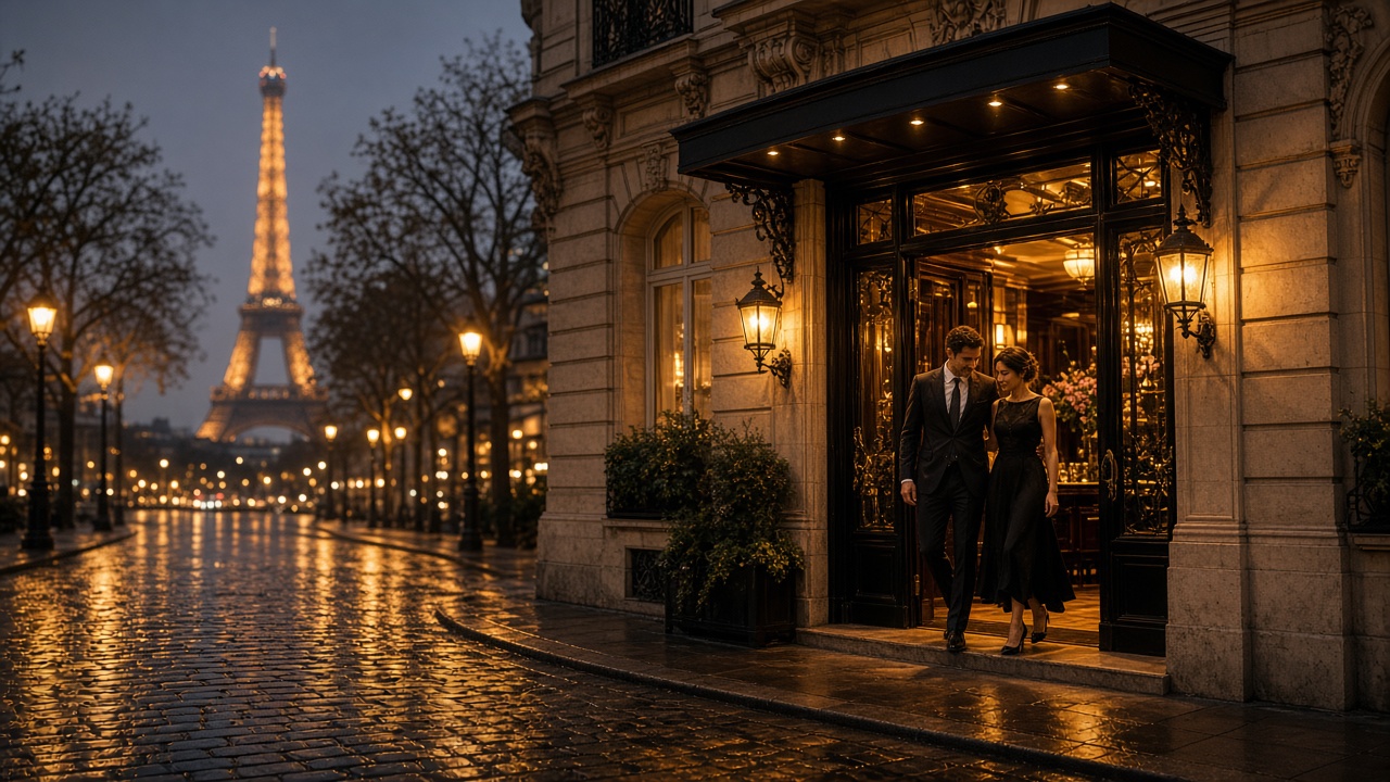 Chauffeur privé Sidi Paris devant un restaurant étoilé à Paris